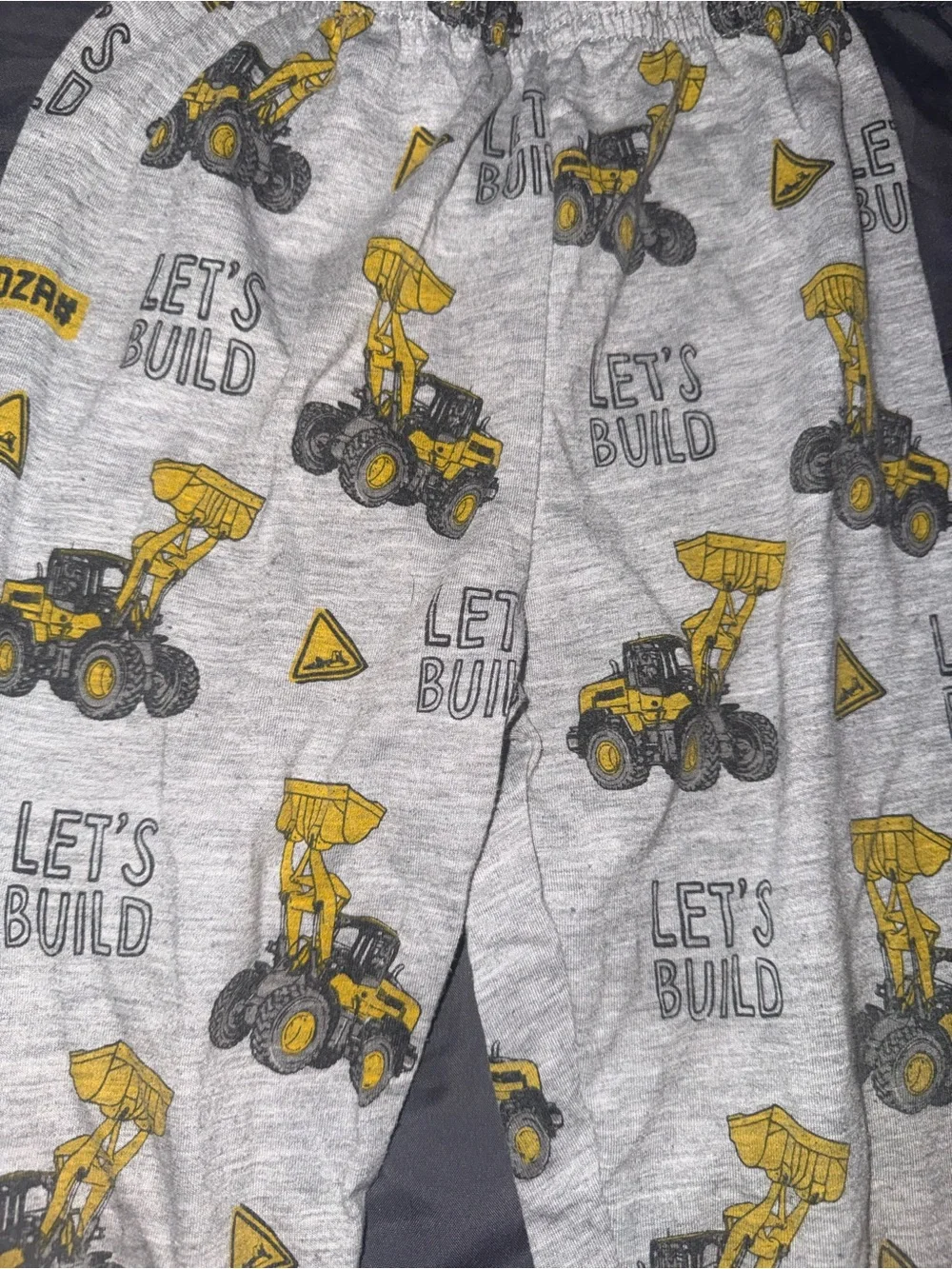 Kids Gray & Yellow Construction Print Pajama Bottoms